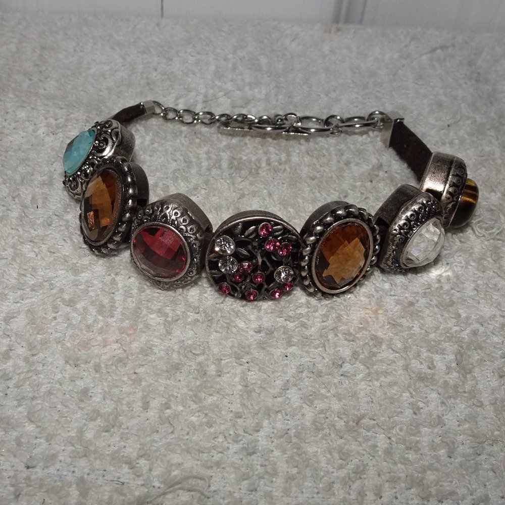 Solid Oak Slider Leather Cord Toggle Bracelet - image 1